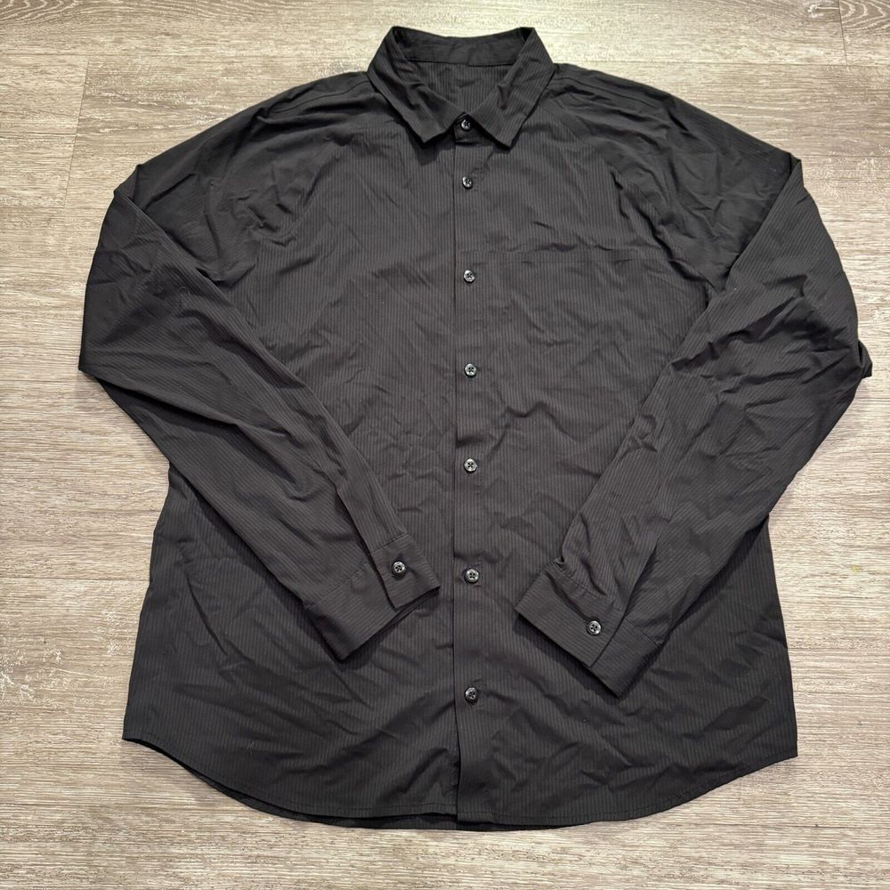 Lululemon Shirt Mens XL Black Button Up Performance Stretch Long Sleeve‎ Stripe